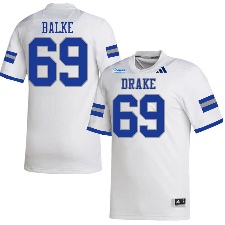Drake Bulldogs #69 Harry Balke College Football Jerseys,Uniforms-White